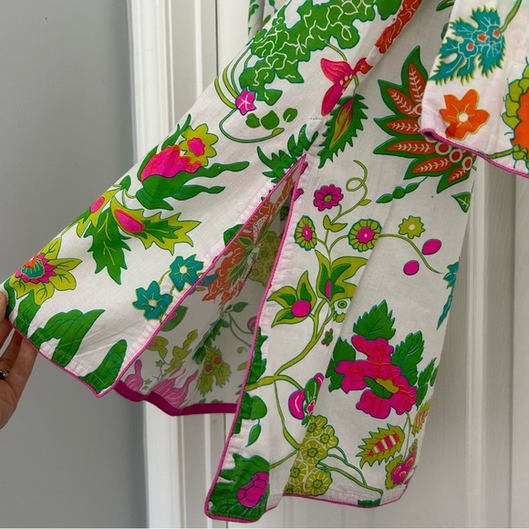 Gretchen Scott Split Neck Tunic Floral Multicolor Bright Beachy - Picture 4 of 5